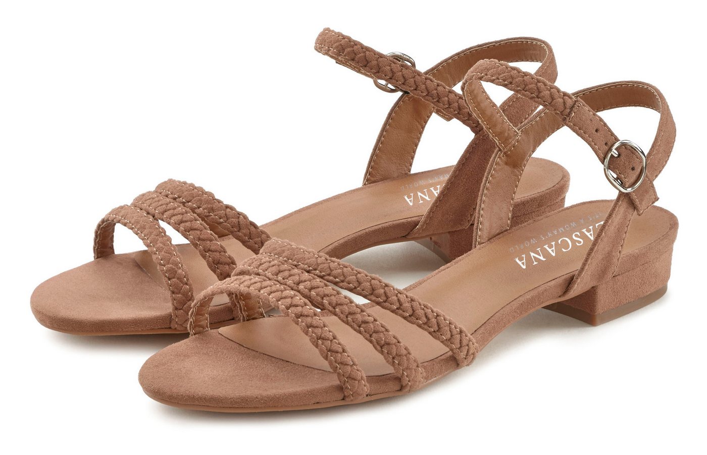 Lascana Sommerschuh Sandale Sandalette, Sommerschuh mit geflochtenen Riemchen VEGAN