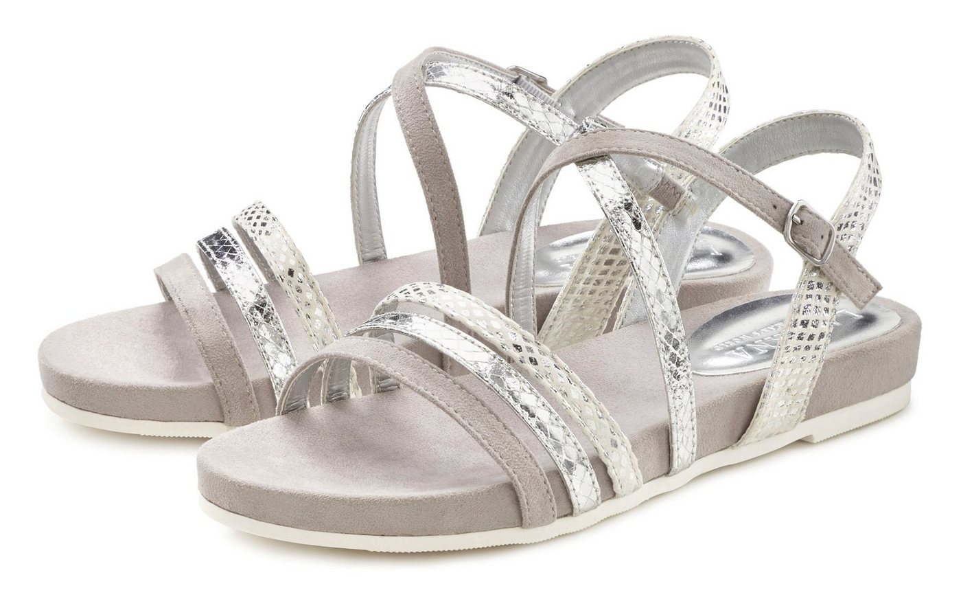 Lascana Sommerschuh Sandale Sandalette, Sommerschuh mit Metallic-Optik VEGAN