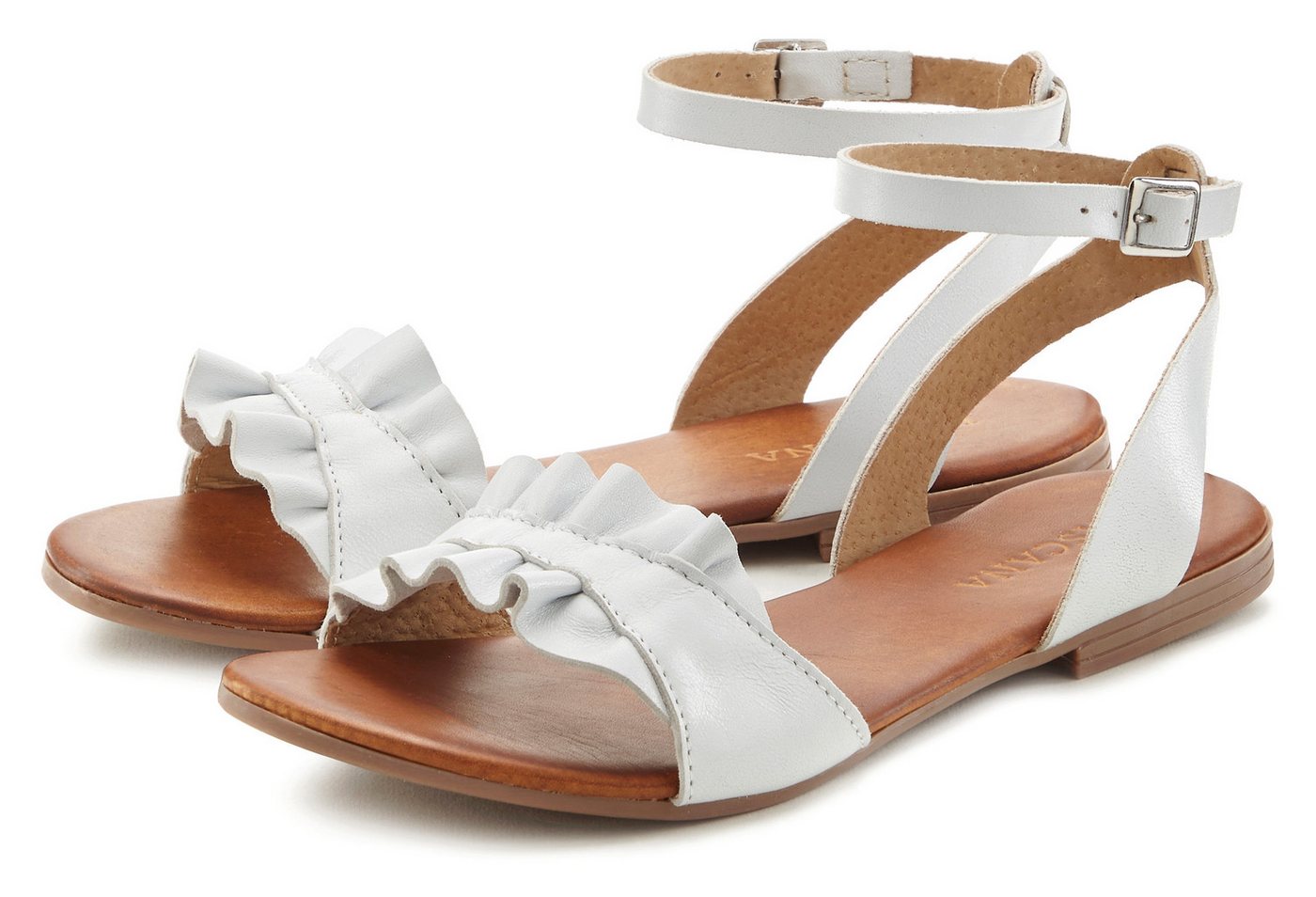 Lascana Sommerschuh Sandale Sandalette, Sommerschuh, offener Schuh aus Leder (weiß)