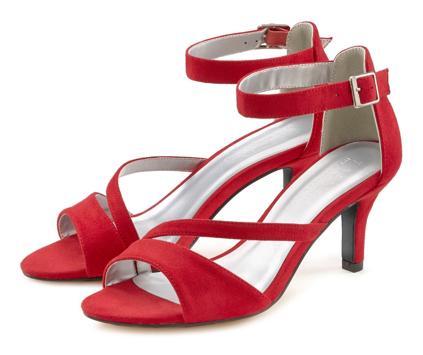 Lascana Sommerschuh Sandalette High-Heel-Sandalette,Riemchensandalette,Sommerschuh mit Riemchen VEGAN (rot)