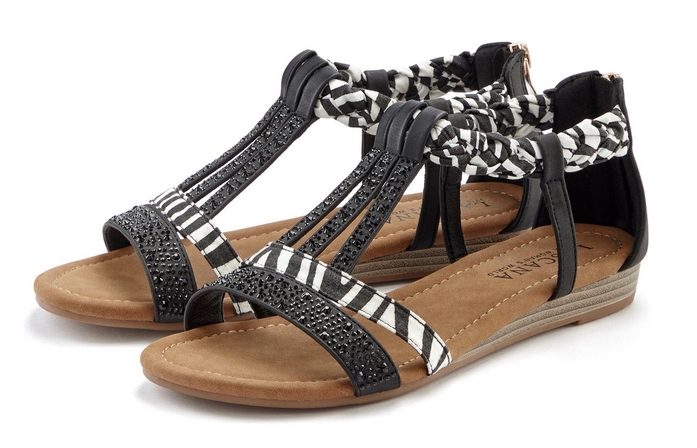 Lascana Sommerschuh, Sandalette, offener Schuh, Sandale mit aufwendiger Verzierung VEGAN (schwarz)