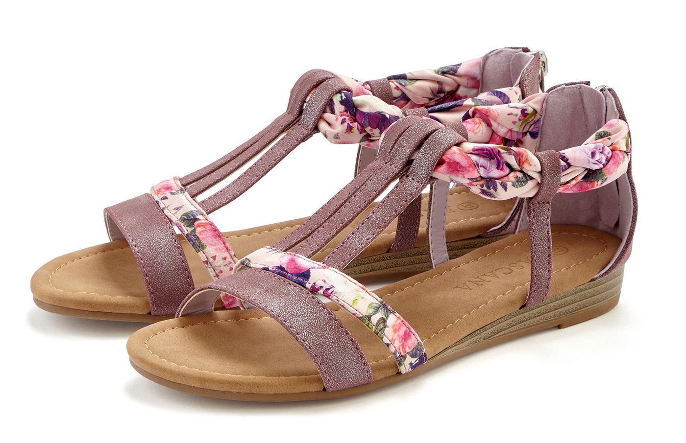Lascana Sommerschuh, Sandalette, Sandale mit Verzierung und kleinem Keilabsatz im Festival-Look VEGAN