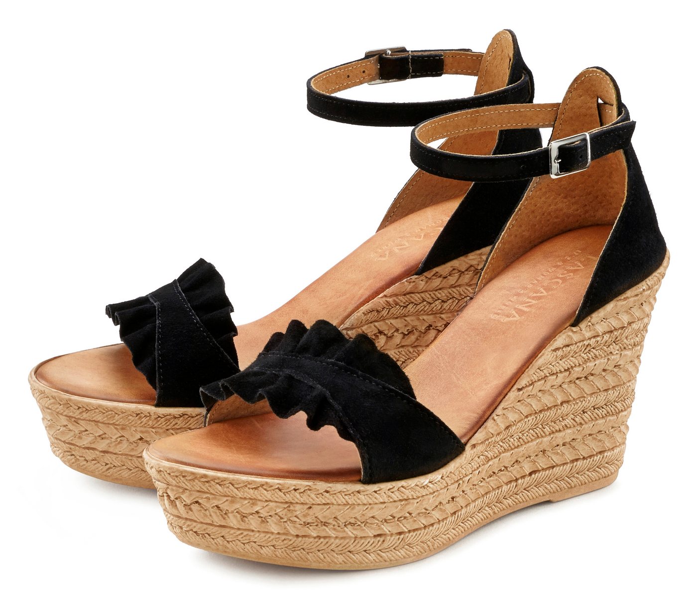 Lascana Sommerschuh Sandalette Sandale, Sommerschuh aus Leder mit Keilabsatz
