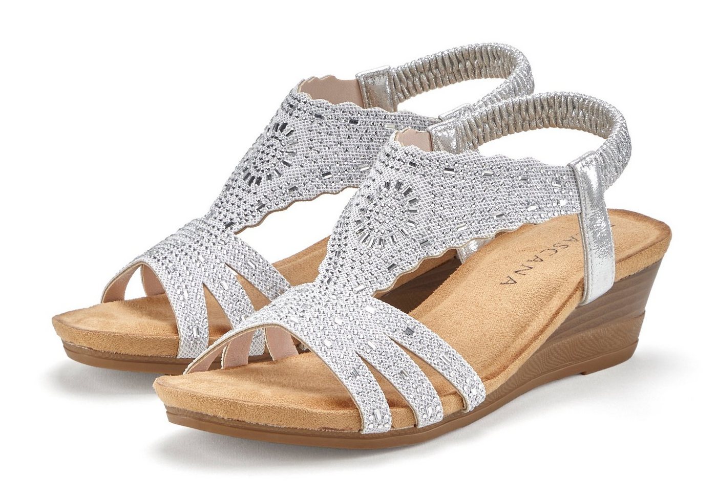 Lascana Sommerschuh Sandalette Sandale, Sommerschuh mit Glitzerdetails und elastischem Riemchen