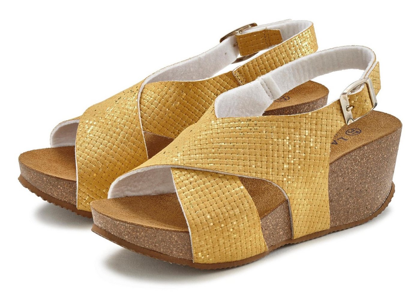 Lascana Sommerschuh Sandalette Sommerschuh mit Keilabsatz und Korkfußbett