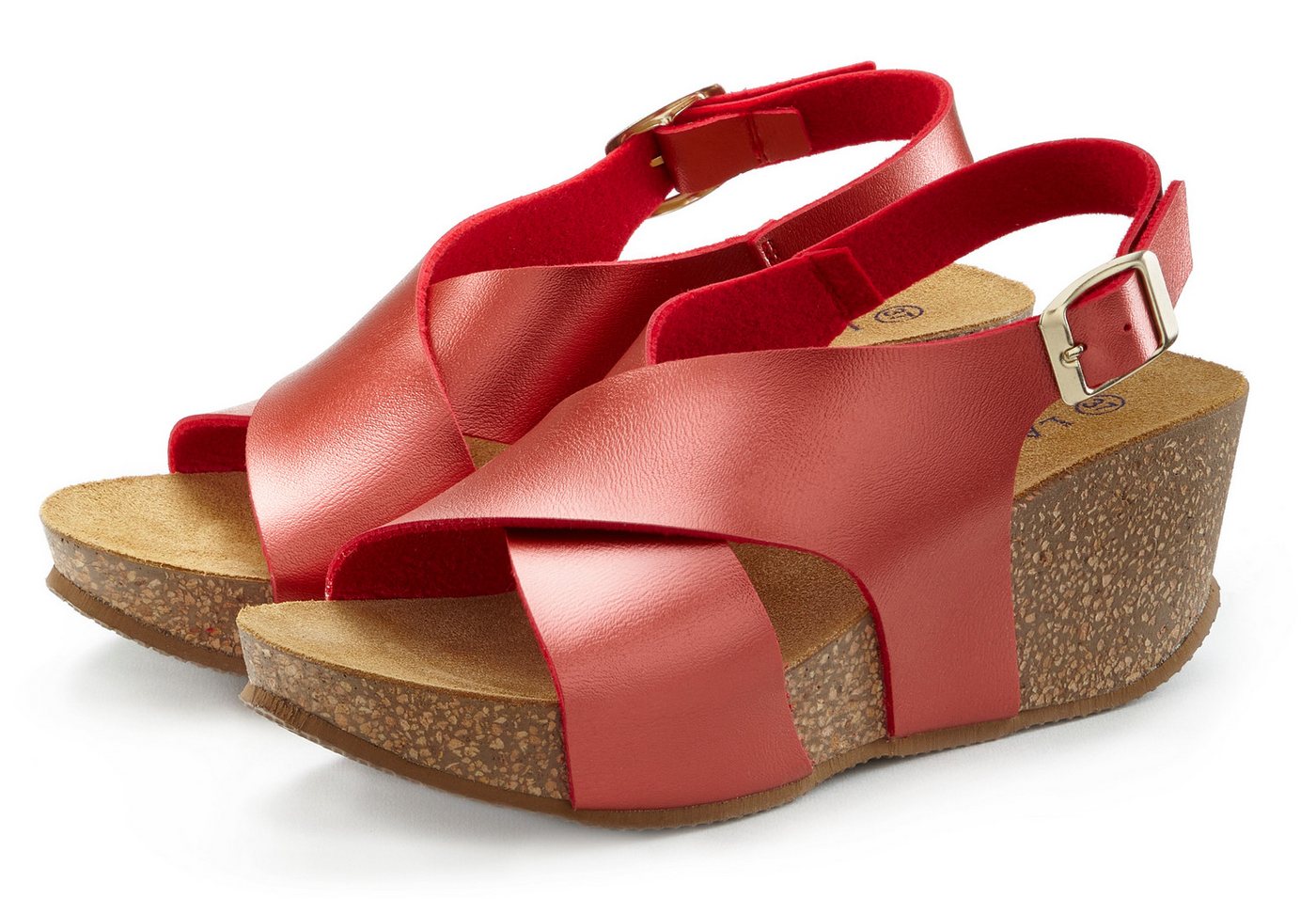 Lascana Sommerschuh Sandalette Sommerschuh mit Keilabsatz und Korkfußbett