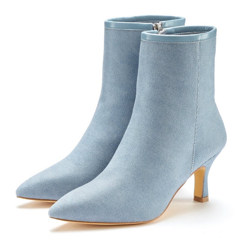 Lascana Stiefelette High-Heel Ankle Stiefel in Denim-Optik VEGAN