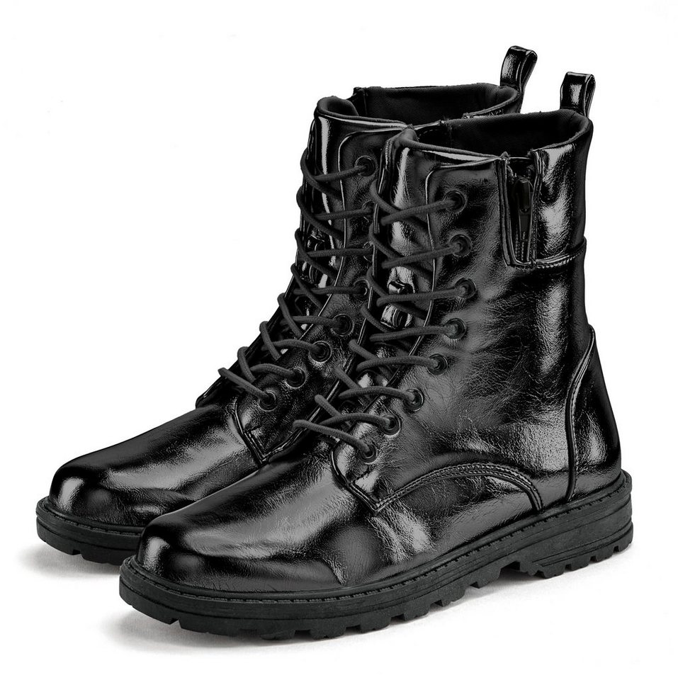 Lascana Stiefelette im angesagten Metallic-Look, Stiefel, Boots VEGAN (schwarz)
