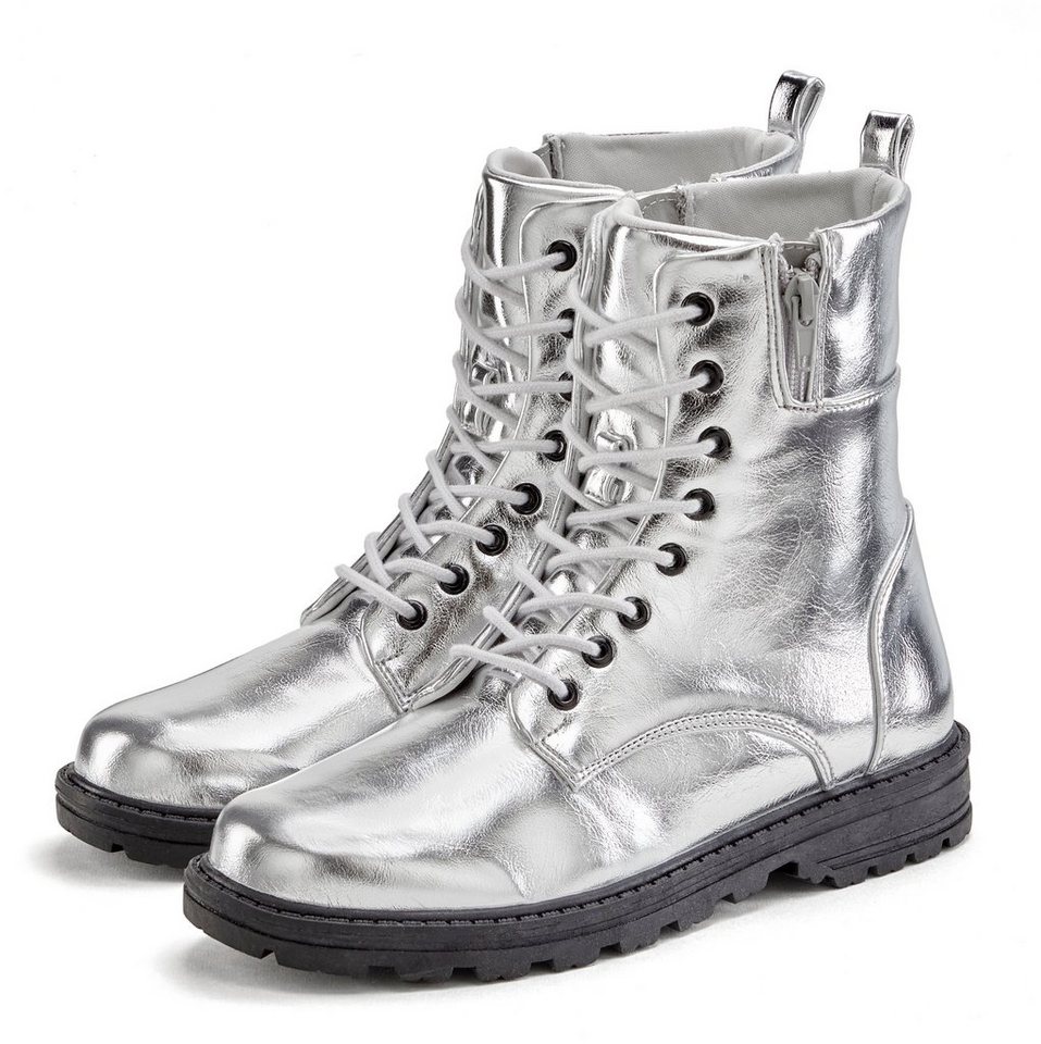 Lascana Stiefelette im angesagten Metallic-Look, Stiefel, Boots VEGAN (silber)