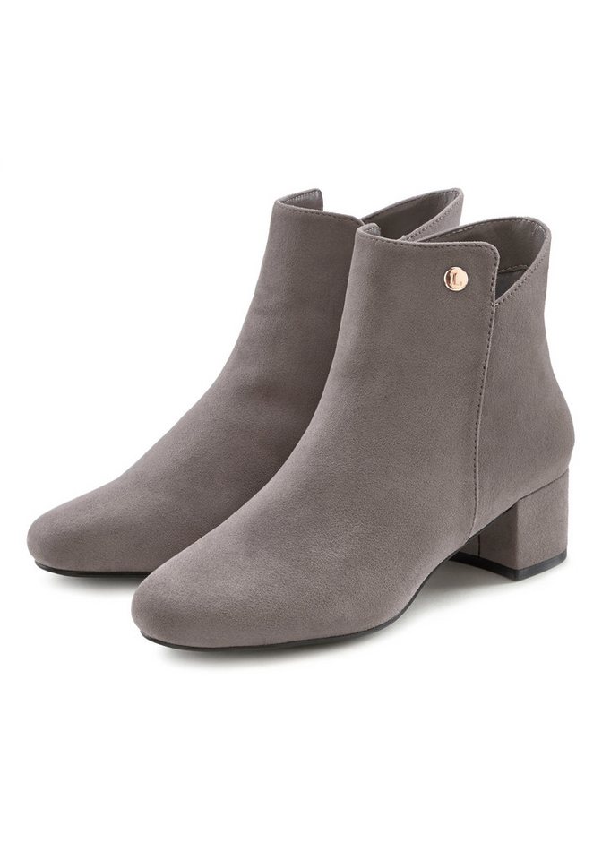 Lascana Stiefelette mit bequemen Blockabsatz, Ankle Boots, Stiefel VEGAN (grau)