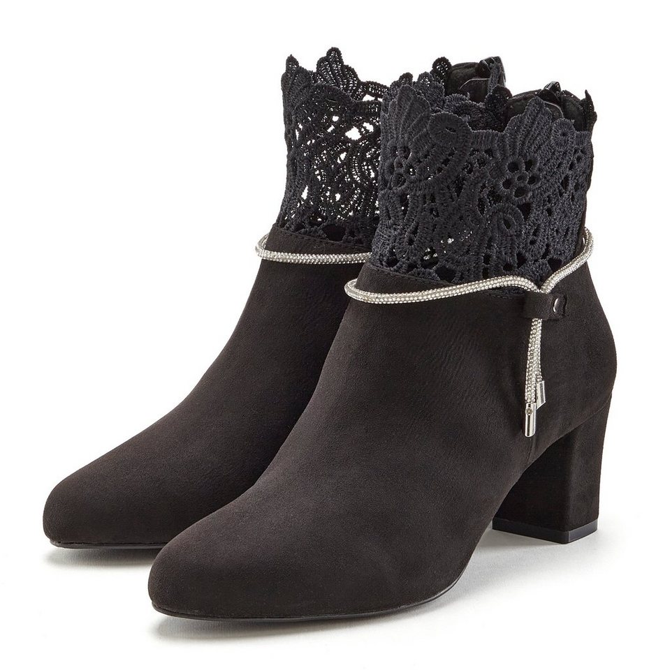 Lascana Stiefel, Boots, Stiefelette mit elegantem Spitzenbesatz