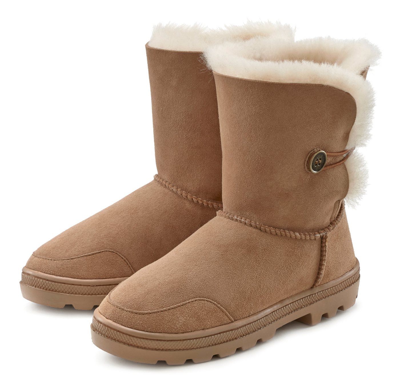 Lascana Winterstiefel aus kuscheligem Lammfell, robuste Sohle, Winterstiefelette, Snowboots