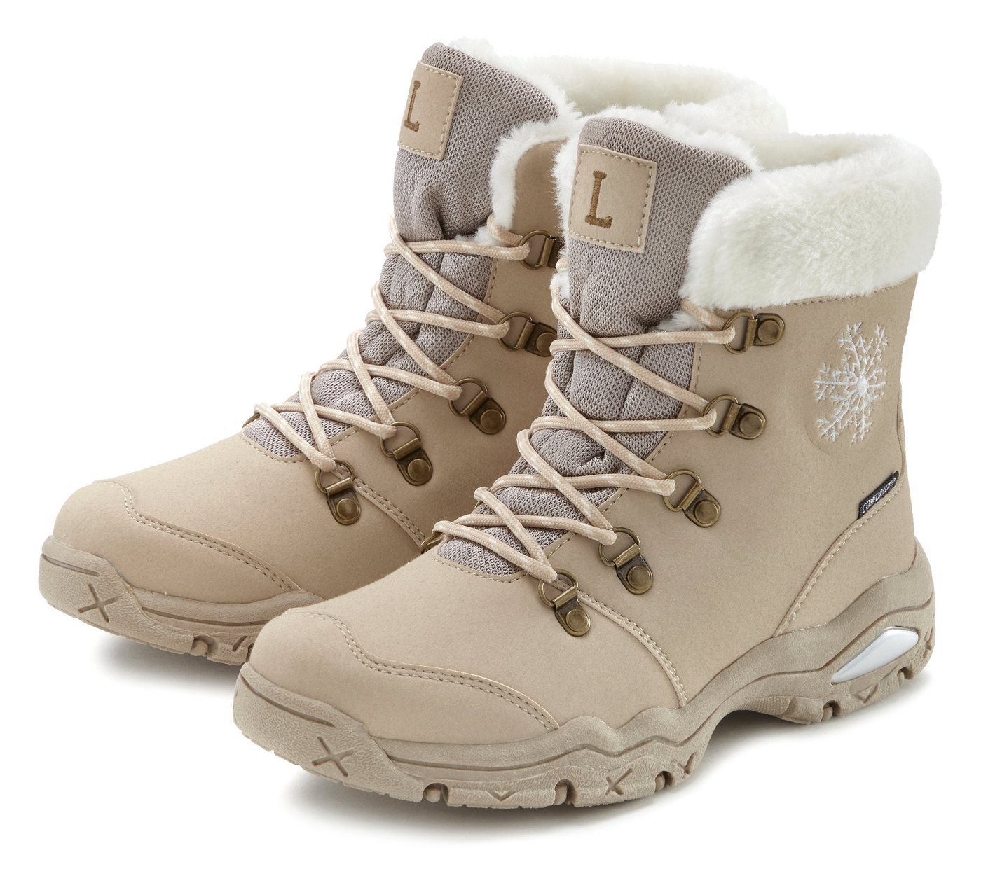 Lascana Winterboots, Outdoorstiefelette, Stiefel, Stiefelette Winterstiefelette mit wind-& wasserabweisender Tex-Membran (beige)