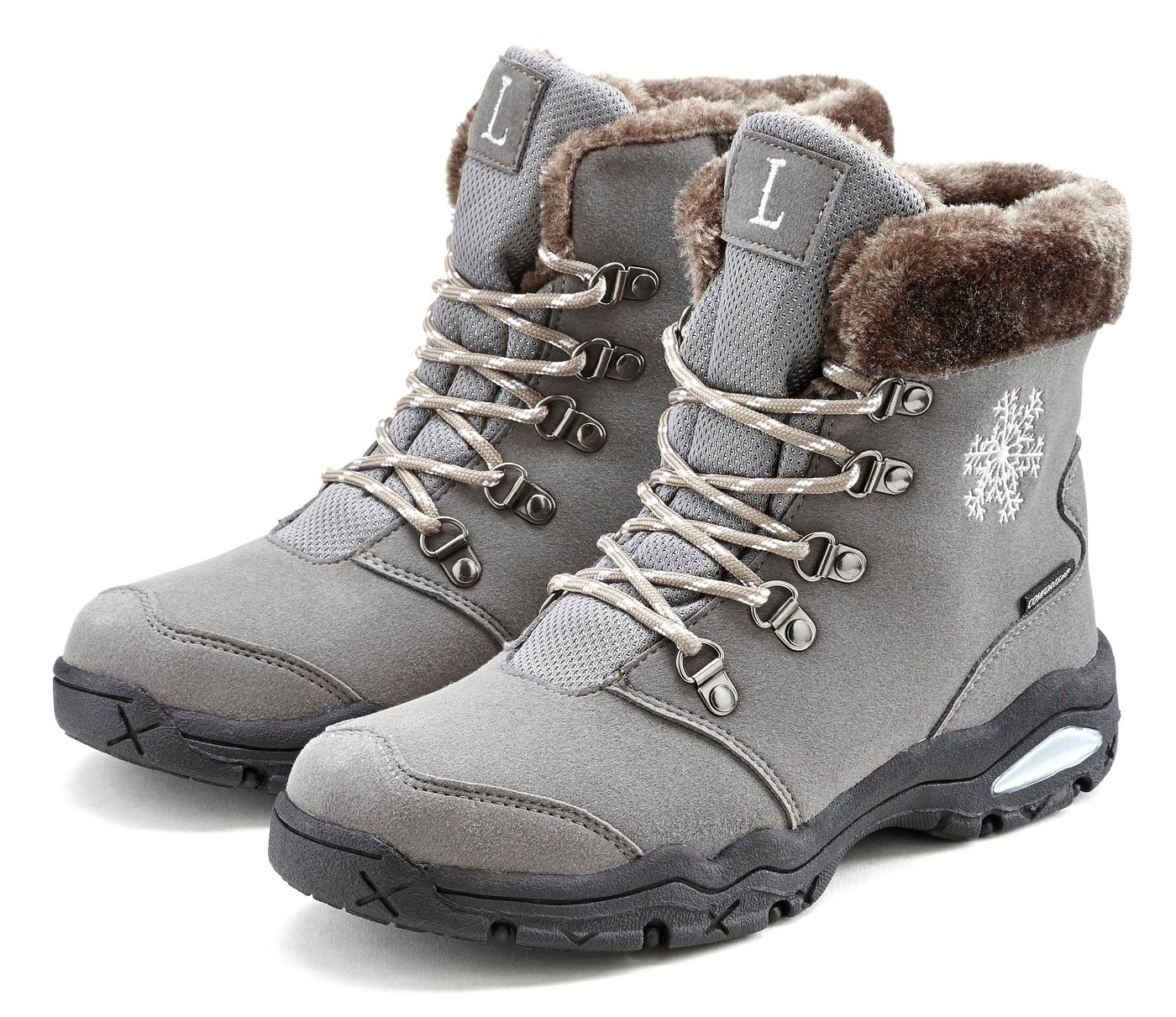 Lascana Winterboots, Outdoorstiefelette, Stiefel, Stiefelette Winterstiefelette mit wind-& wasserabweisender Tex-Membran (grau)