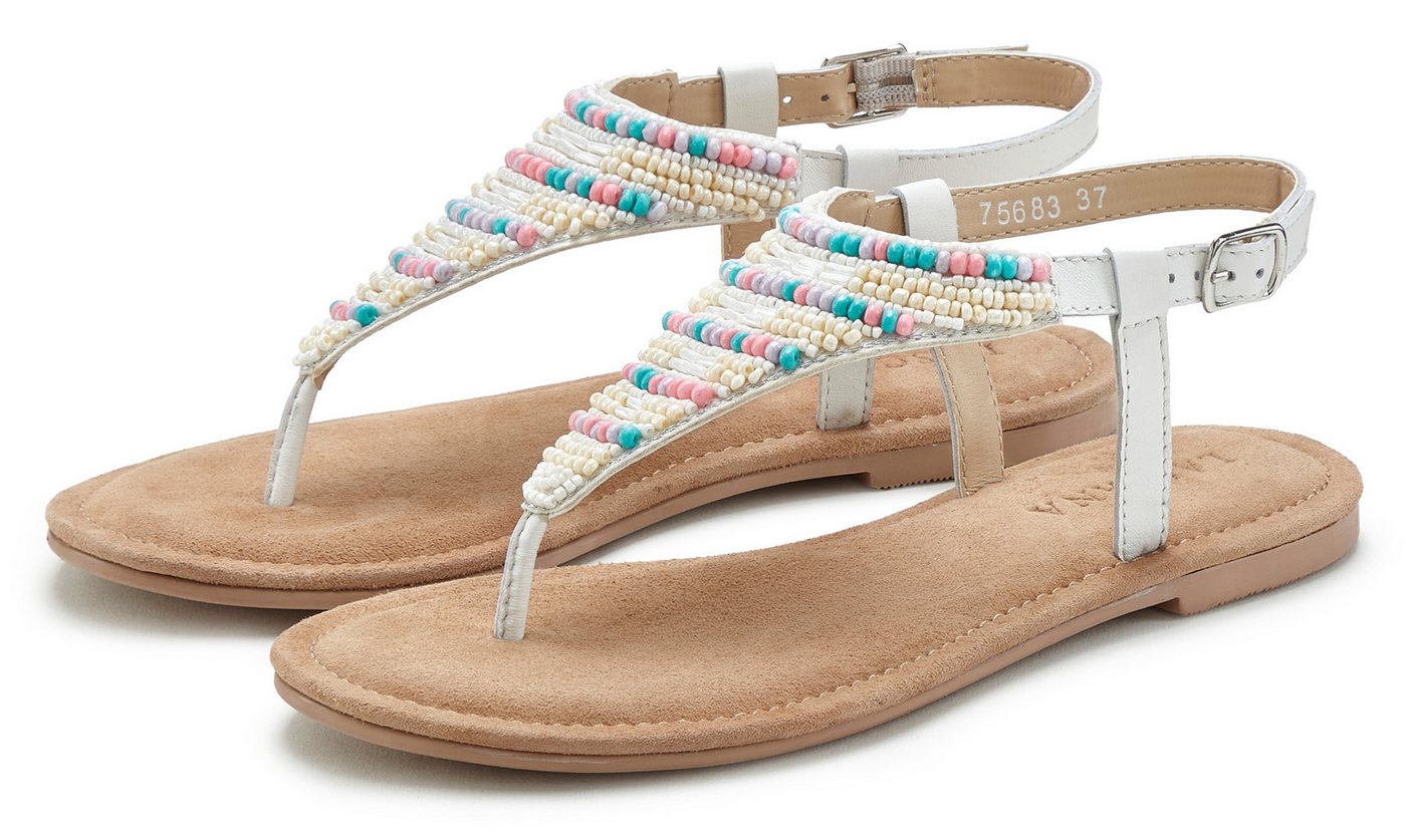 Lascana Zehentrenner, Pantolette, Sandalette, Sommerschuh Sandale mit Schmucksteinchen und Lederanteil