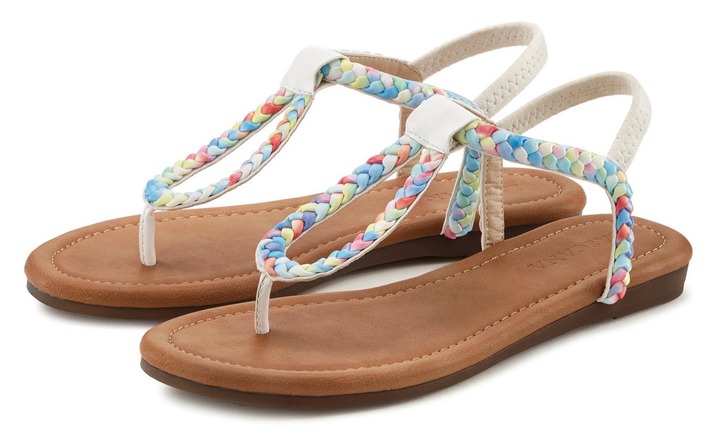 Lascana Zehentrenner Sandale in bunter Flecht-Optik VEGAN