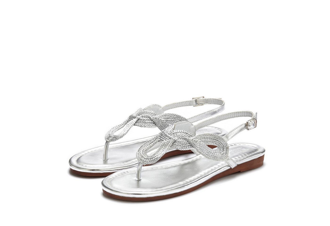 Lascana Zehentrenner Sandale, Pantolette im Metallic-Look VEGAN (silber)