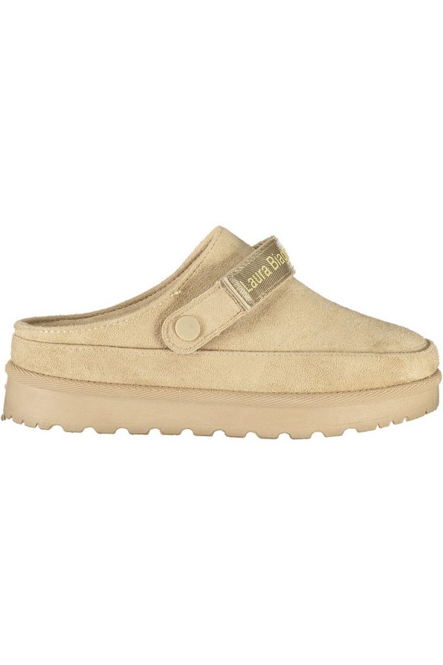 Laura Biagiotti Schlappen Elegante Damen Winter Clogs in Beige mit Fell und
