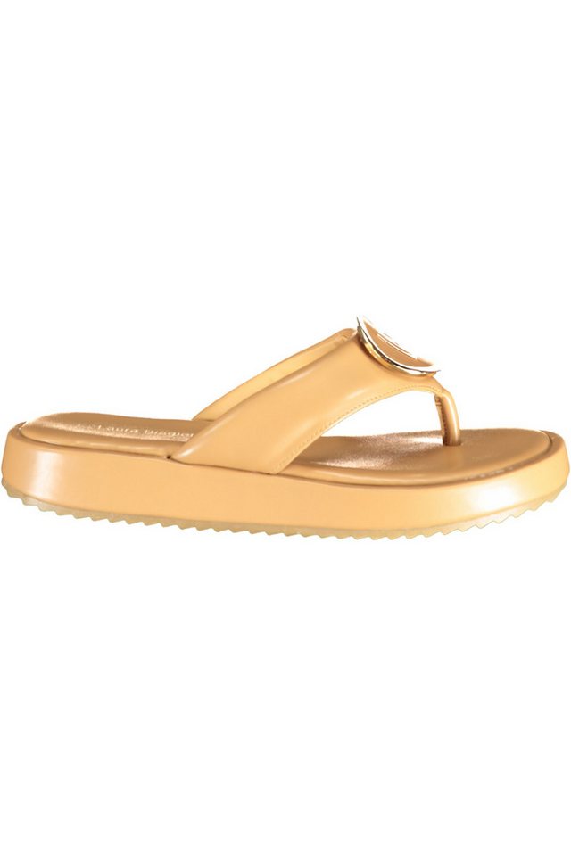 Laura Biagiotti Zehentrenner Elegante Damensandalen Beige mit Logo und