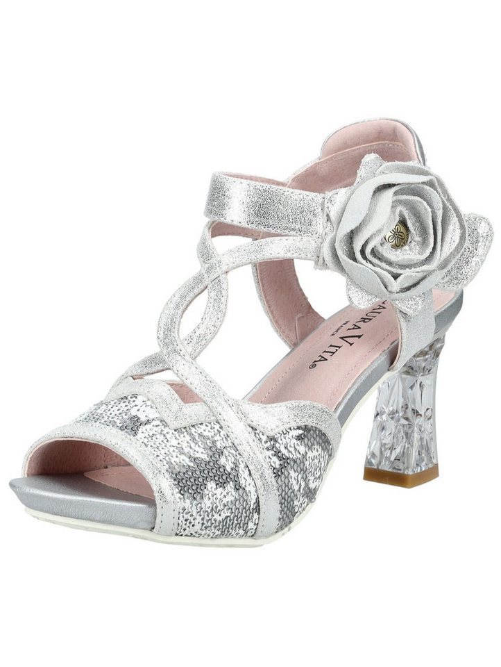 laura vita Sandalen Leder/Textil High-Heel-Sandalette (silber)
