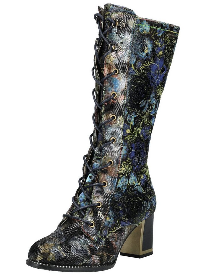 laura vita Stiefel Leder/Textil Schnürstiefel (blau)
