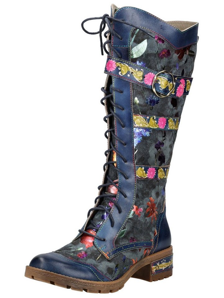 laura vita Stiefel Leder/Textil Schnürstiefel (blau)