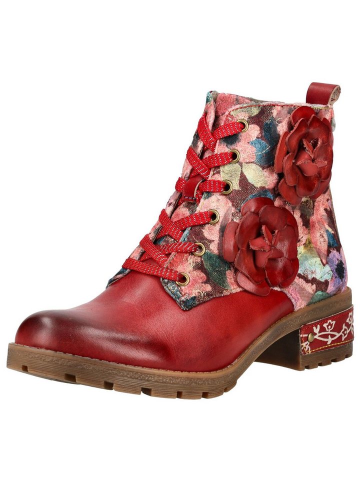 laura vita Stiefelette Leder/Textil Schnürstiefelette (rot)
