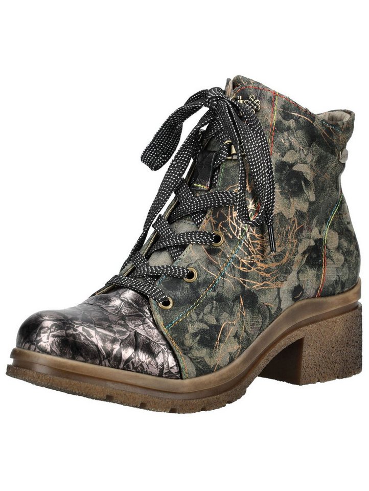 laura vita Stiefelette Leder/Textil Schnürstiefelette (schwarz)