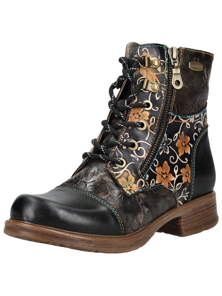laura vita Stiefelette Leder/Textil Schnürstiefelette (schwarz)