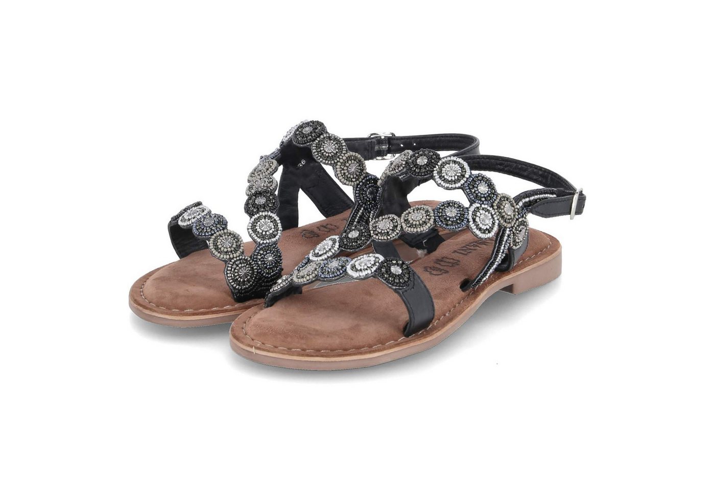 Lazamani LA75441 BLACK Damen Leder & Textil schwarz Sandalette