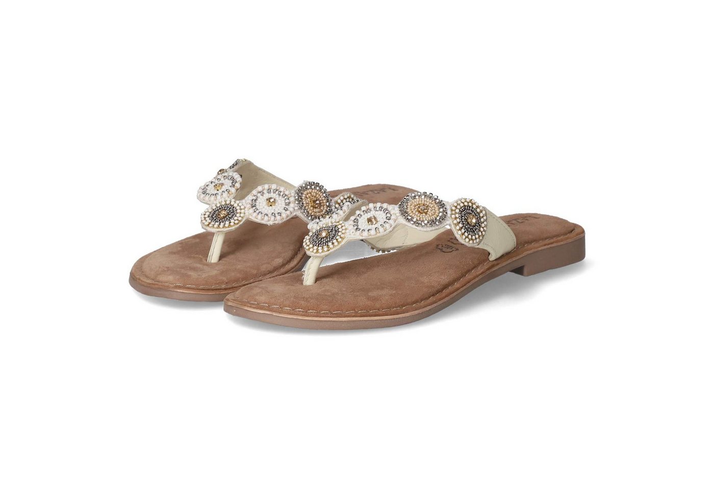 Lazamani LA75451 OFFWHITE Damen Glattleder weiss Pantolette