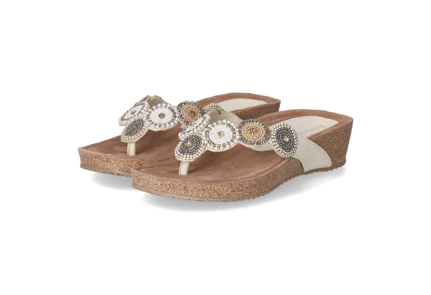 Lazamani LA75455 OFF WHITE Damen Glattleder weiss Pantolette