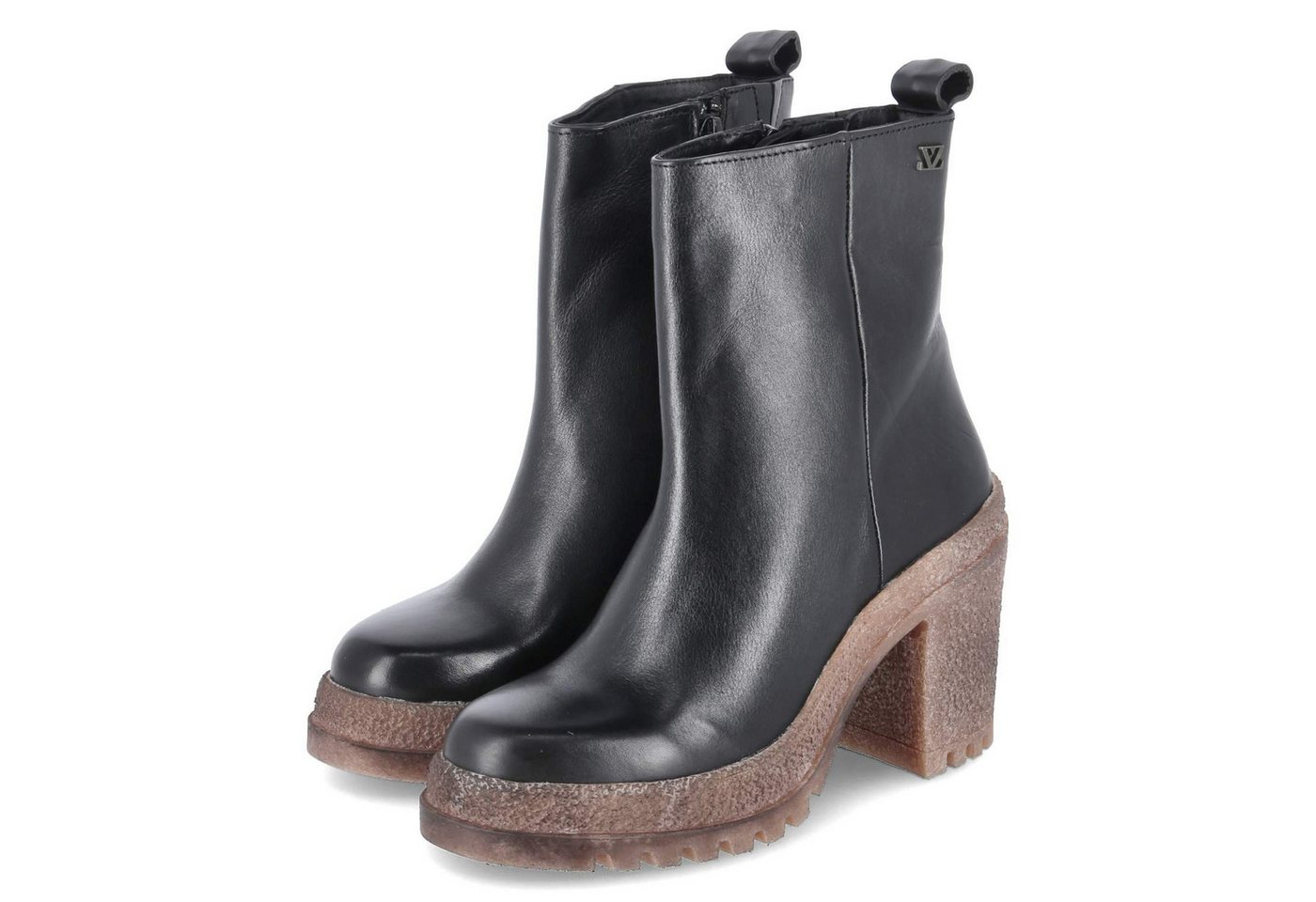 Lazamani LA85727 BLACK Damen Glattleder schwarz Schlupfstiefel