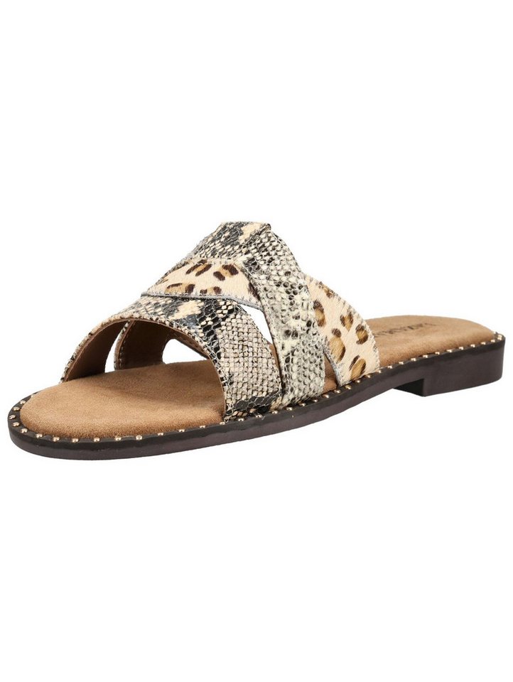 Lazamani Pantoletten Leder/Textil Pantolette (beige)