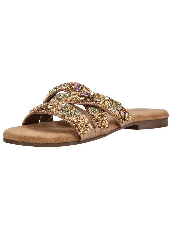 Lazamani Pantoletten Leder/Textil Pantolette (beige)