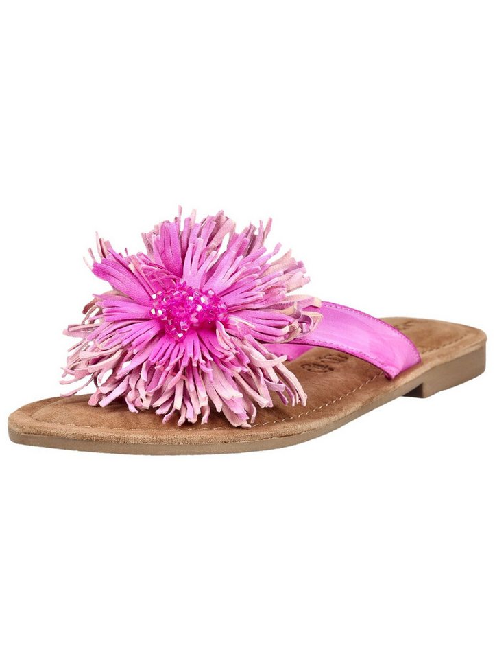Lazamani Pantoletten Leder/Textil Zehentrenner (rosa)