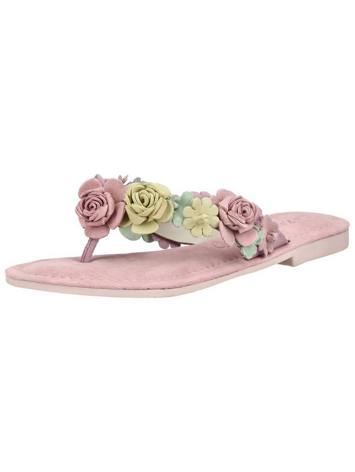 Lazamani Pantoletten Leder/Textil Zehentrenner (rosa)
