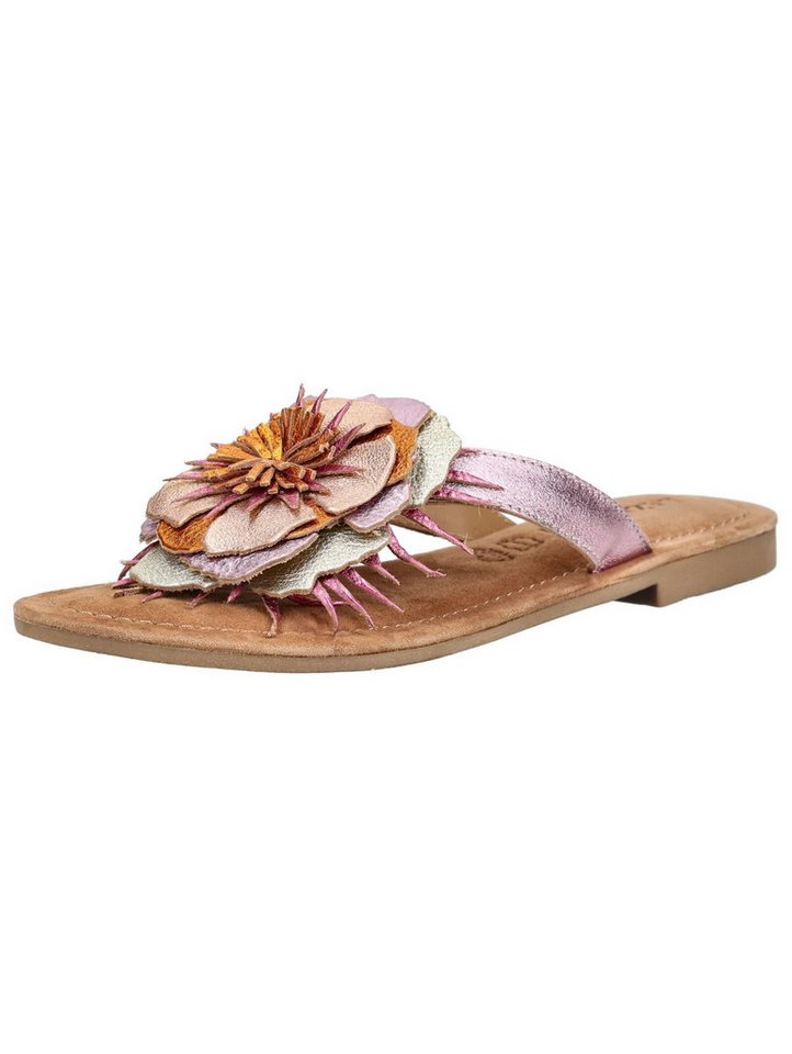 Lazamani Pantoletten Leder/Textil Zehentrenner (rosa)