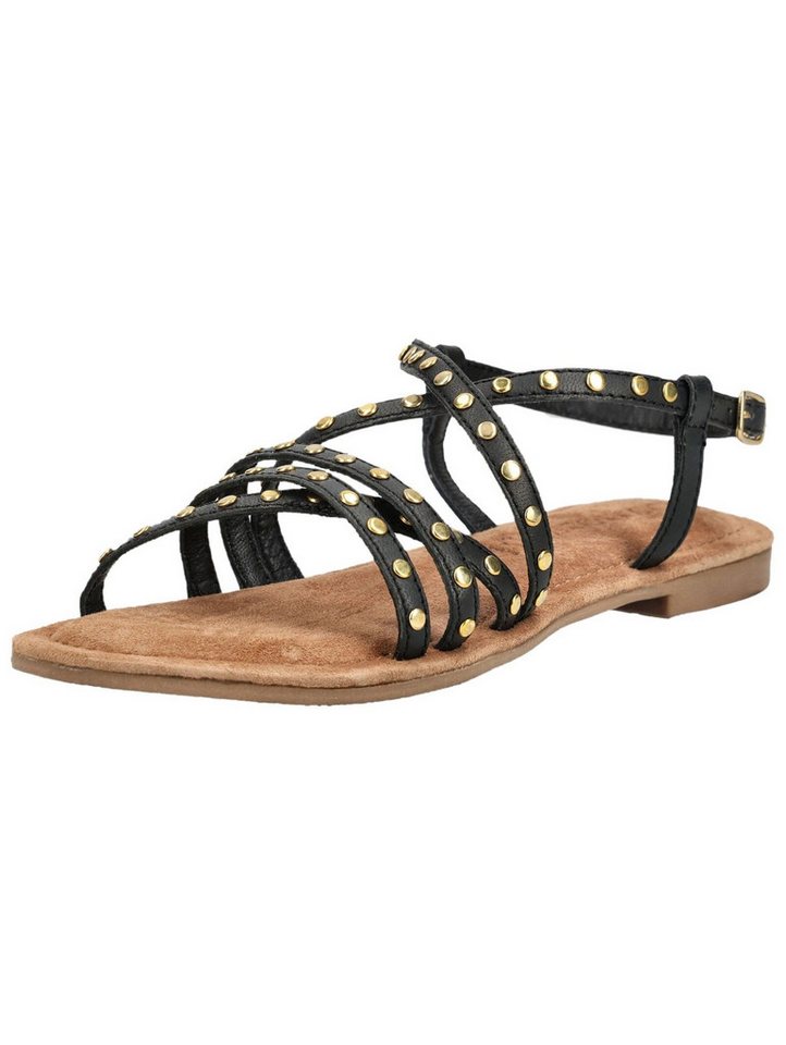 Lazamani Sandalen Leder/Textil Riemchensandale (schwarz)