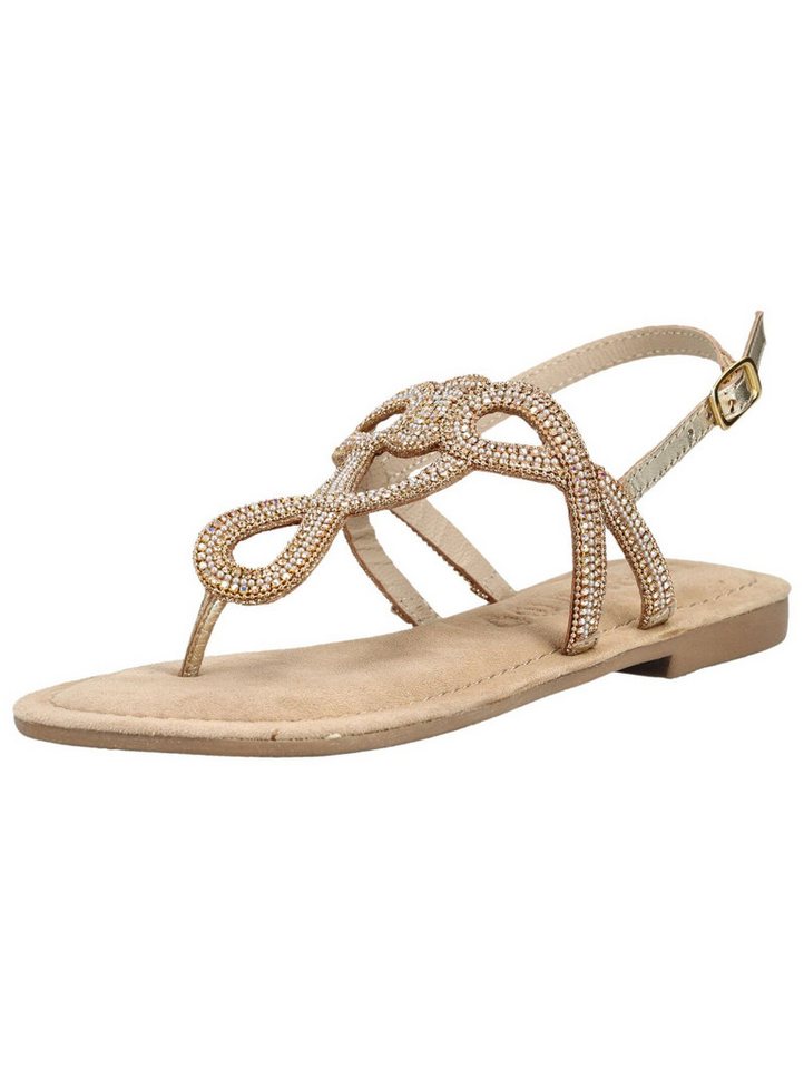 Lazamani Sandalen Leder/Textil Zehentrenner (gold)