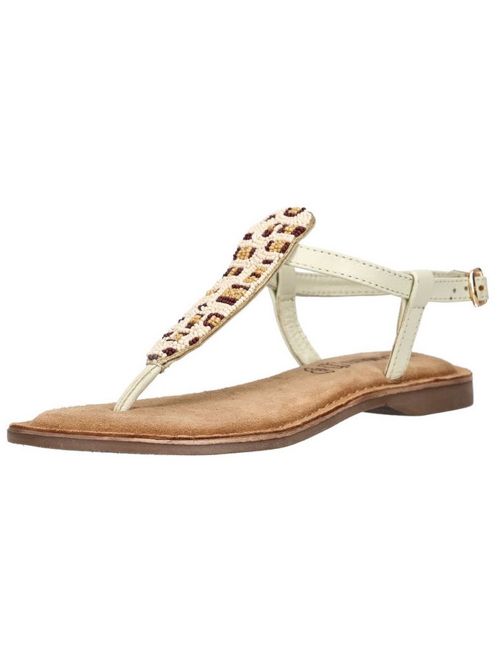 Lazamani Sandalen Leder/Textil Zehentrenner (weiß)