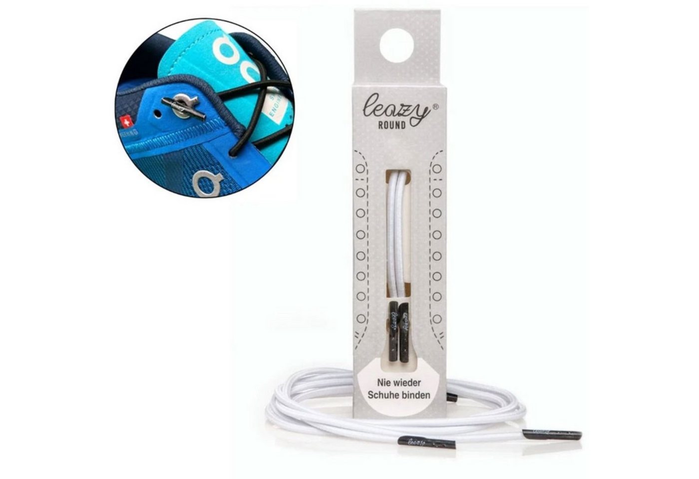 leazy ROUND - elastische Schnürsenkel für Laufschuhe/Tennisschuhe/ON Laufschuh