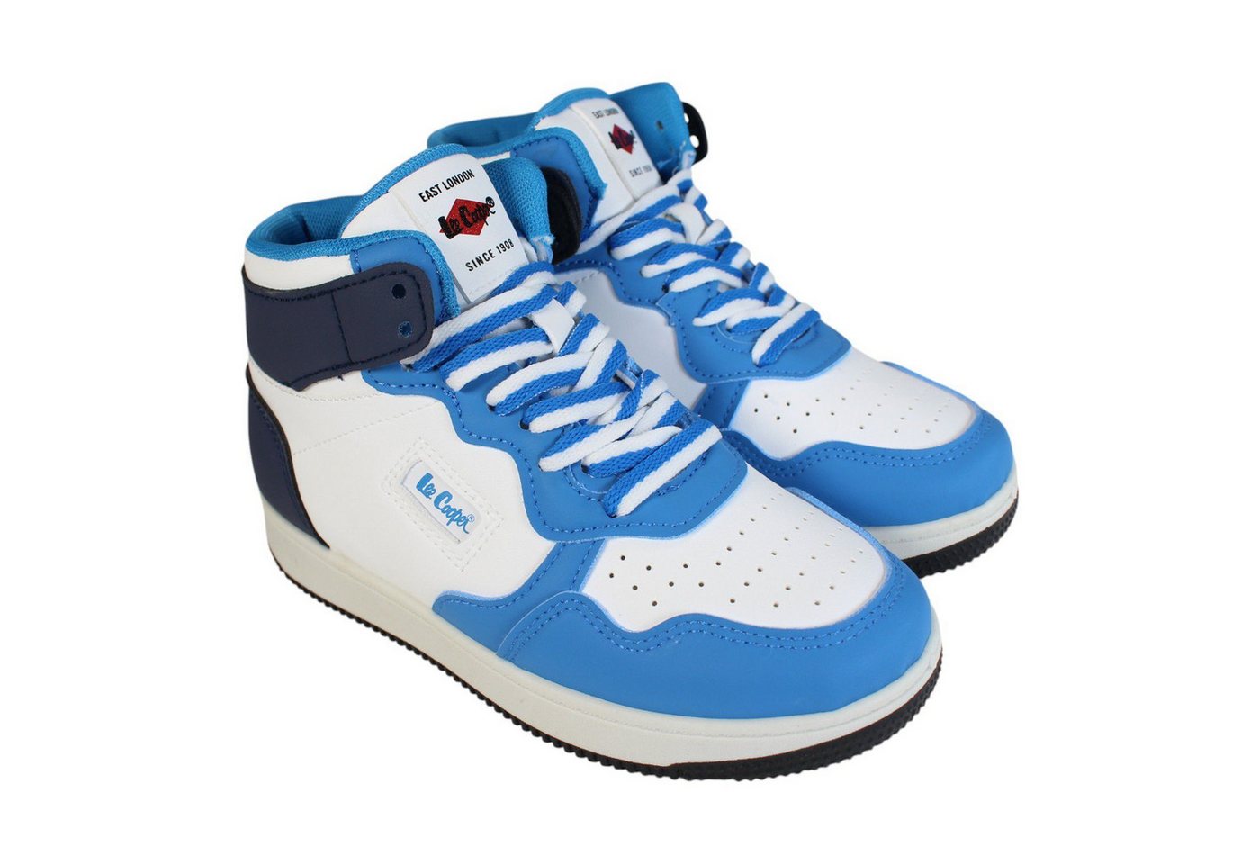 Lee Cooper Trendige Basketball Sneaker für Mädchen Jungen Kinder Gr. 35 bis 39 Basketballschuh BASKETBALL SCHUHE JUNGEN UND MÄDCHEN (blau)