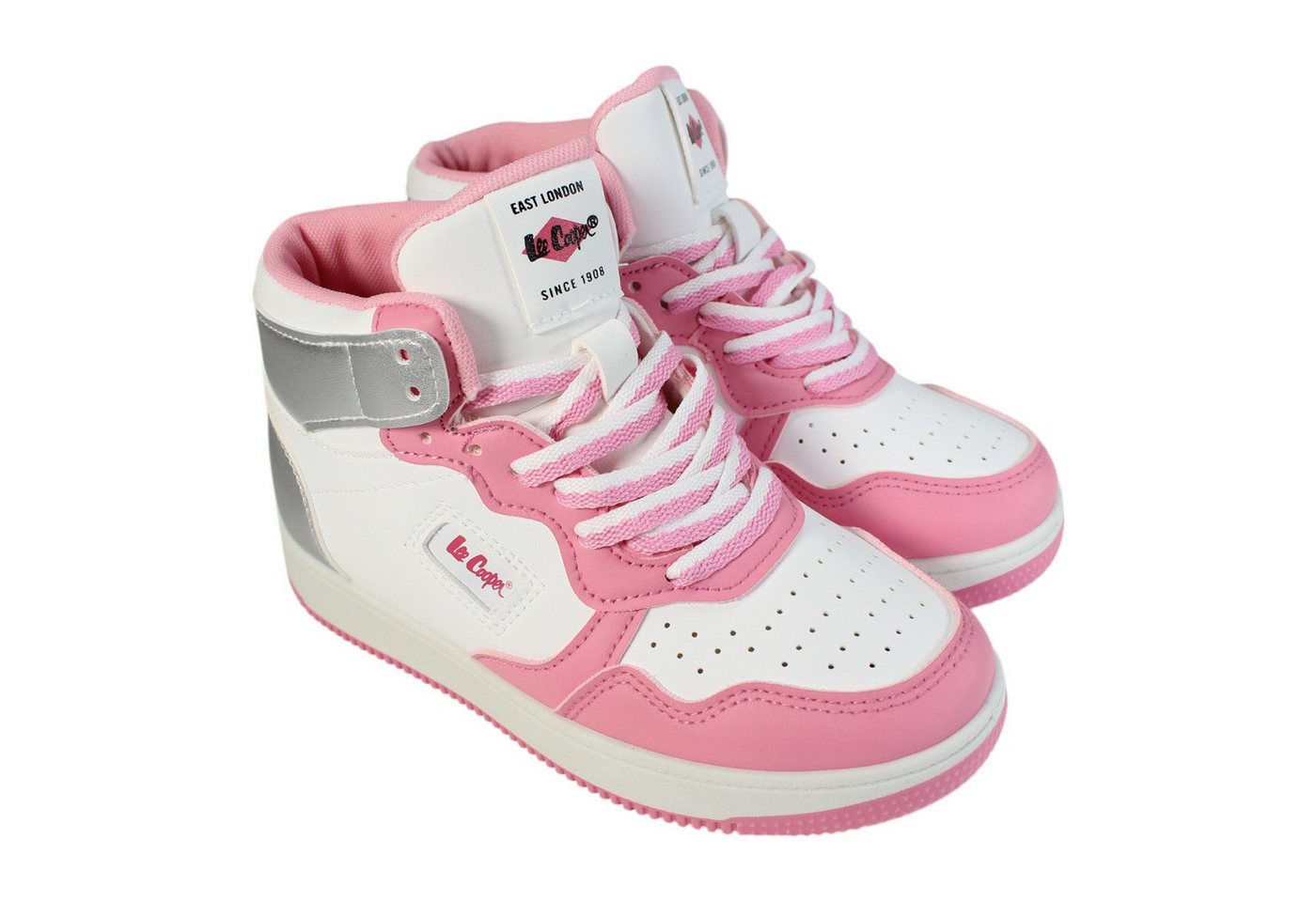 Lee Cooper Trendige Basketball Sneaker für Mädchen Jungen Kinder Gr. 35 bis 39 Basketballschuh BASKETBALL SCHUHE JUNGEN UND MÄDCHEN (rosa)