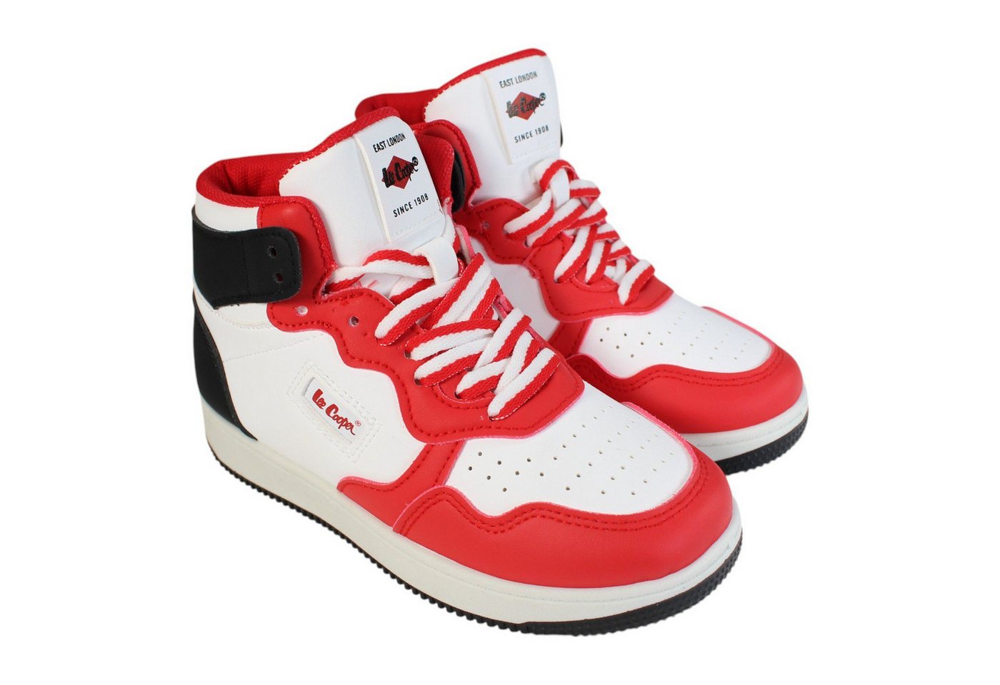 Lee Cooper Trendige Basketball Sneaker für Mädchen Jungen Kinder Gr. 35 bis 39 Basketballschuh BASKETBALL SCHUHE JUNGEN UND MÄDCHEN (rot)