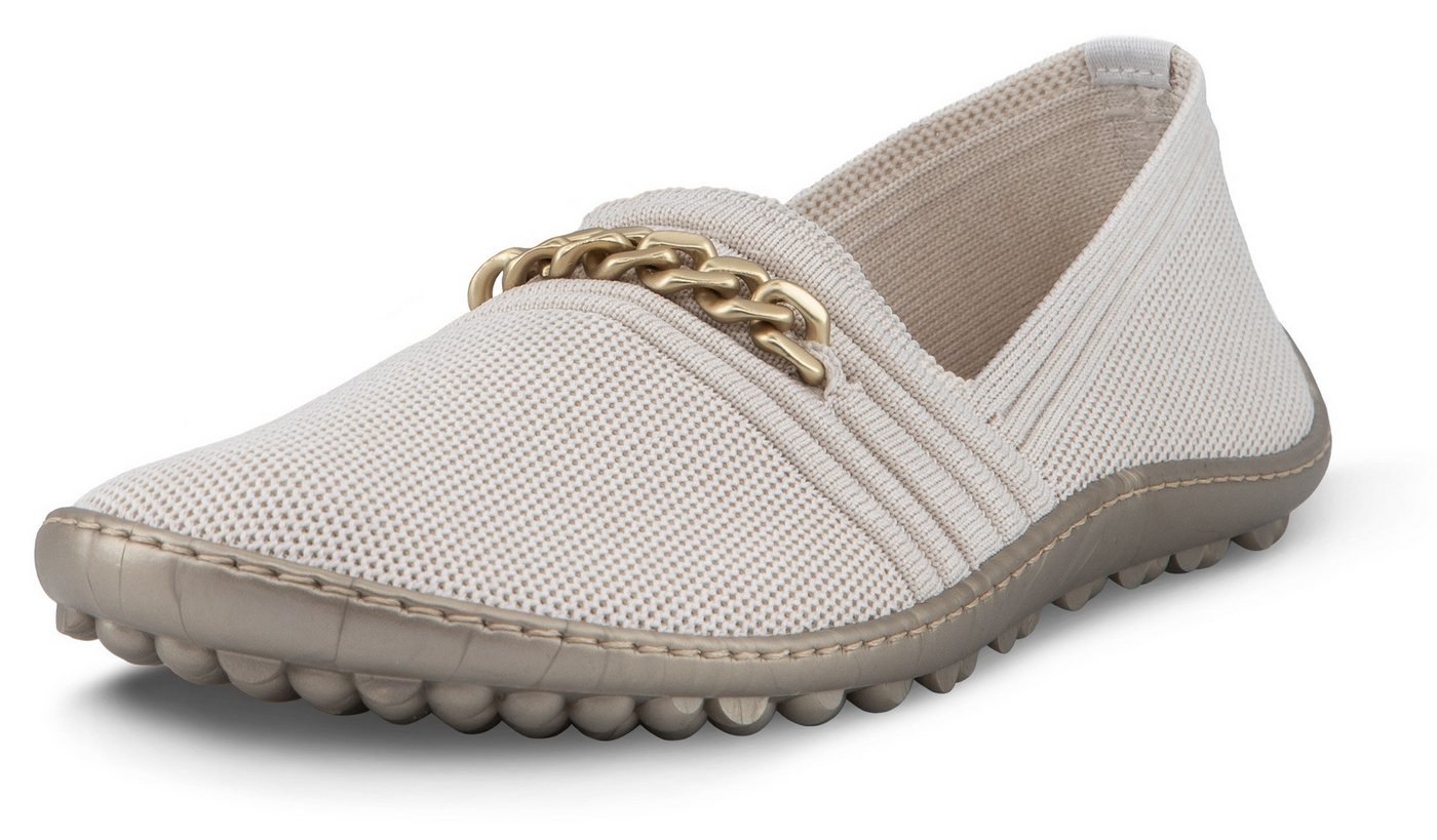 Leguano LADY FAMOUS Barfußschuh Flats, Ballerina, Bequemschuh mit goldfarbener Zierkette