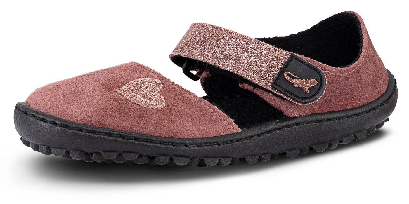 Leguano LEGUANITO JARINA Barfußschuh, Halbschuh, Bequemschuh mit Glitzer und Herzapplikation