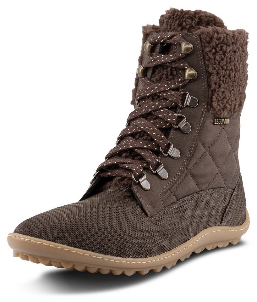 Leguano NICEBARE Barfußschuh, Schnürschuh, Winterboots mit Fellimitat am Schaftrand