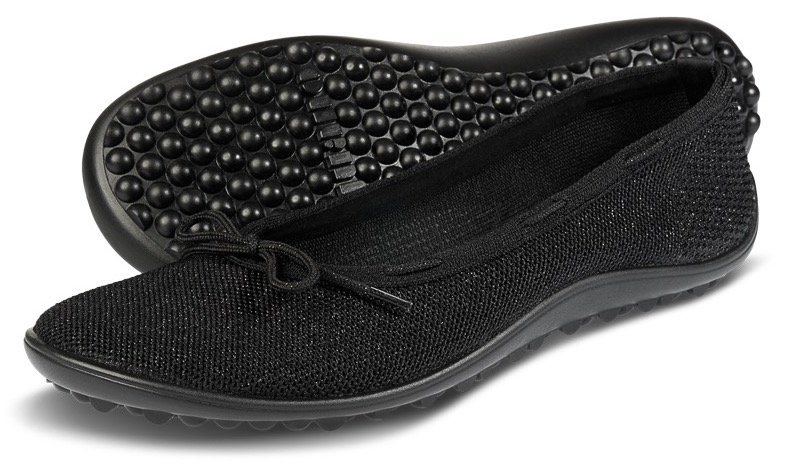 Leguano TANGO Barfußschuh Ballerina, Slipper, Bequemschuh mit Zierschleife und Glitzer