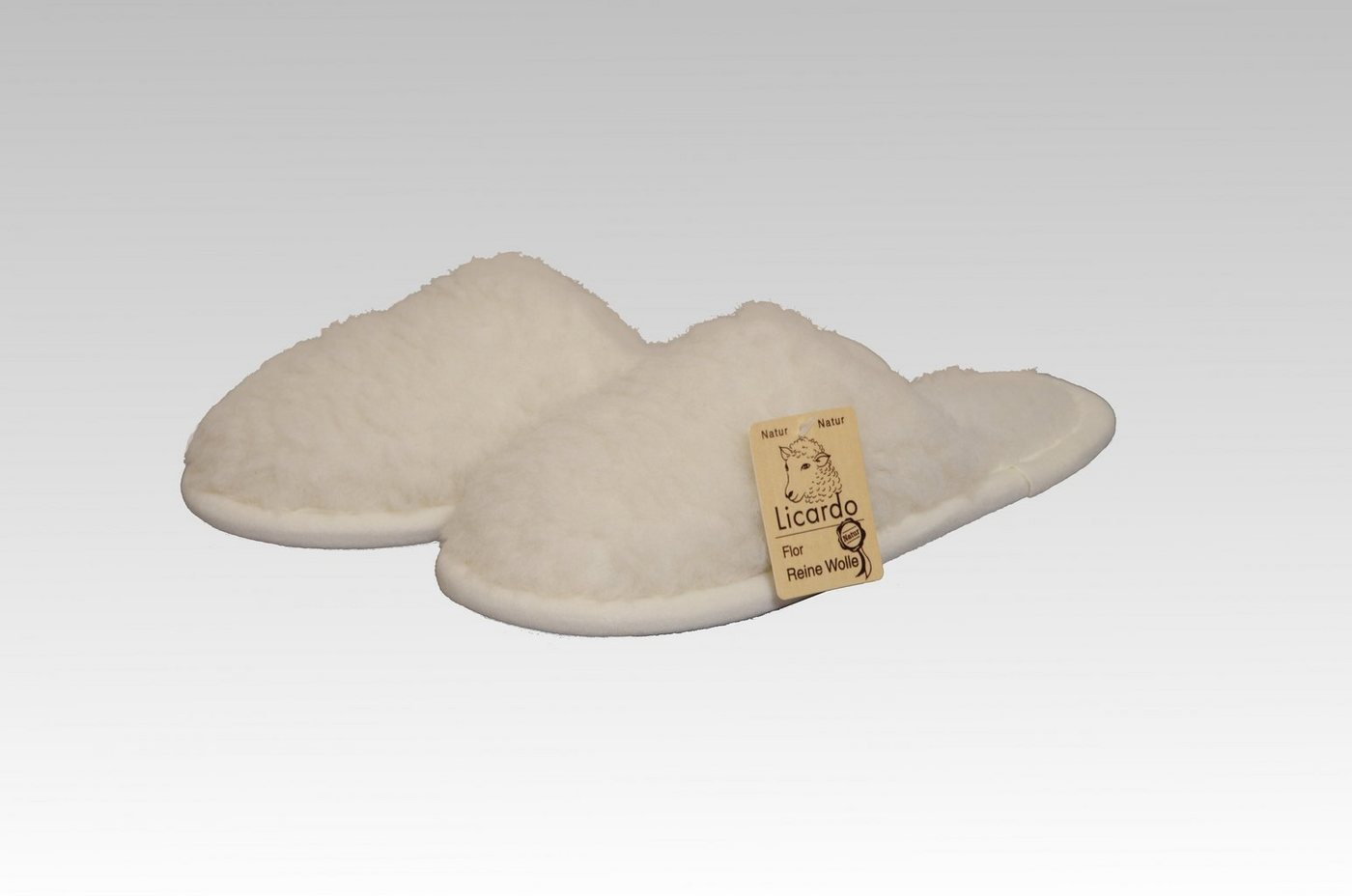 Licardo Hausschuhe Pantoffel Wolle ecru Hausschuh (1 Paar, 0-tlg) für warme Füße